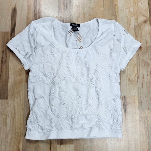 Sugar Kiss White Floral Embroidered‎ Crochet Knit Top Blouse XL - Picture 1 of 5